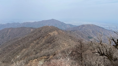 塔ノ岳より大山　あそこまで戻るのか〜